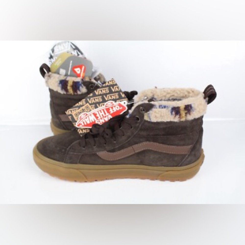Vans MTE sk8 Hi Mens insulated faux fur all weather shoe brown gum size 8.5m 10w